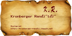 Kronberger Renátó névjegykártya